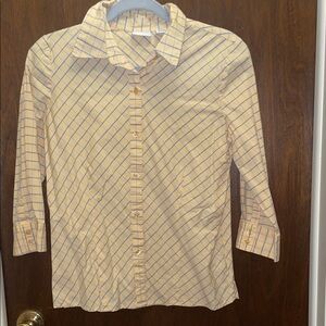 Kim Rogers size M yellow & blue button-down shirt